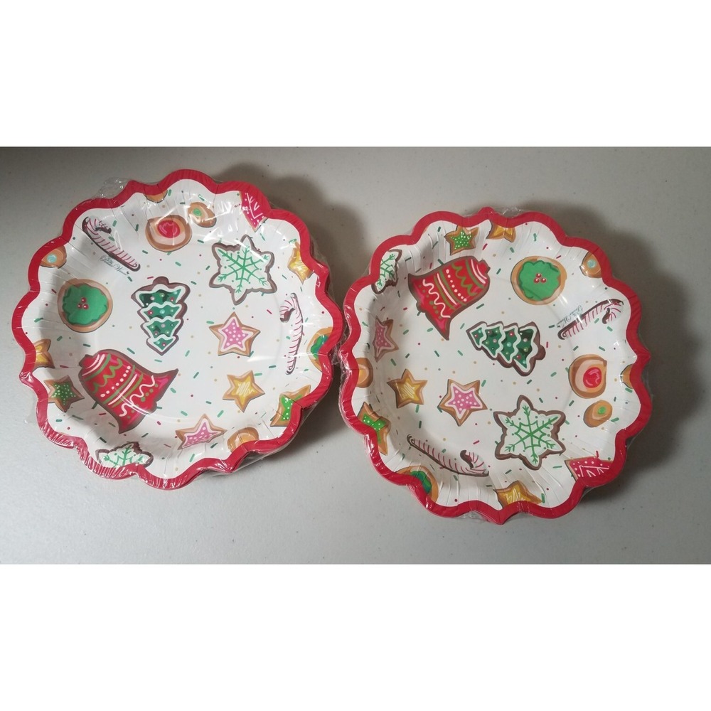 2-The Pioneer Woman Christmas Cookies Paper 8" Dessert Plates Bowls 12 Count NEW